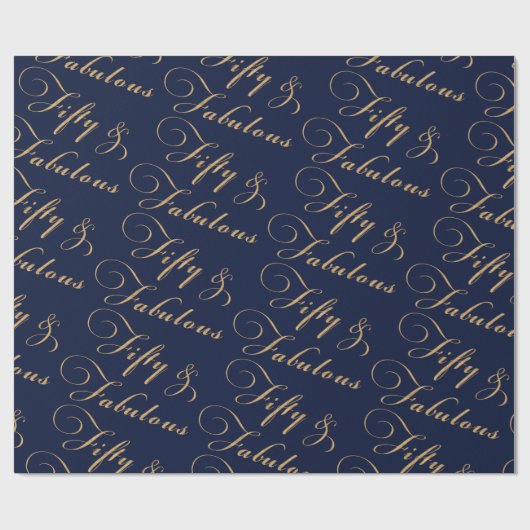 Elegant 50 jaar en Fabulous Gold Navy Cadeaupapier (Vlak)