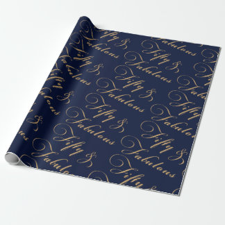 Elegant 50 jaar en Fabulous Gold Navy Cadeaupapier
