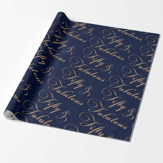 Elegant 50 jaar en Fabulous Gold Navy Cadeaupapier (Uitgerold)