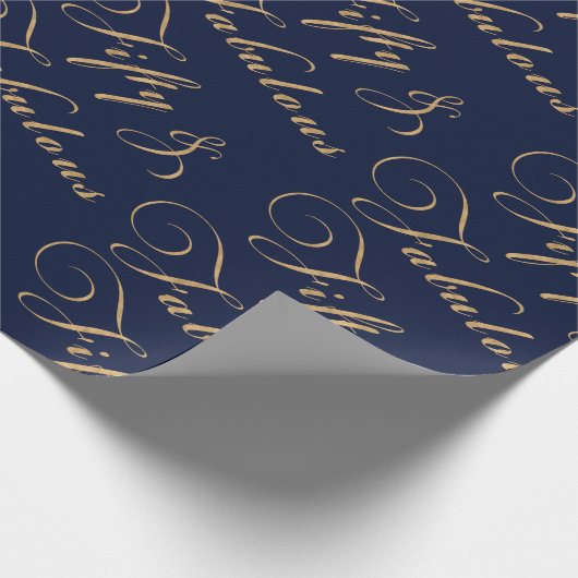 Elegant 50 jaar en Fabulous Gold Navy Cadeaupapier (Hoek)