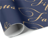 Elegant 50 jaar en Fabulous Gold Navy Cadeaupapier (Rol Hoek)
