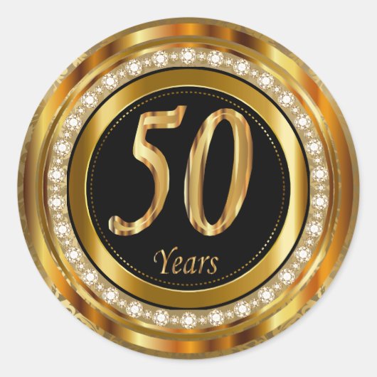 Elegant 50 jaar Jubileum voor gouden bruiloft Ronde Sticker (Voorkant)