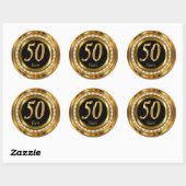 Elegant 50 jaar Jubileum voor gouden bruiloft Ronde Sticker (Vel)