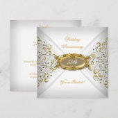 Elegant 50-jarig huwelijksjubileum witgoud kaart (Voorkant / Achterkant)