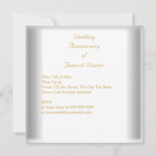 Elegant 50-jarig huwelijksjubileum witgoud kaart (Achterkant)