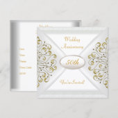 Elegant 50-jarig huwelijksjubileum Witte Goud Kaart (Voorkant / Achterkant)
