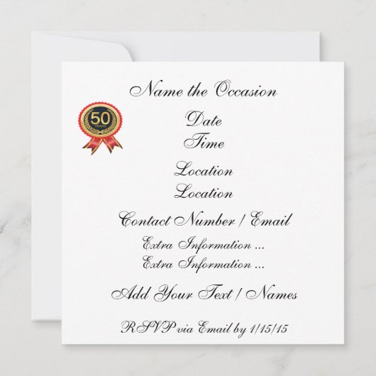 Elegant 50 Jubileum of uitnodiging ter gelegenheid (Achterkant)