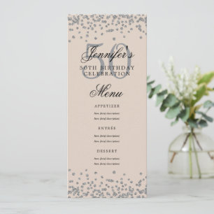 Elegant 50 verjaardagsmenu Zilveren Confetti Champ Kaart