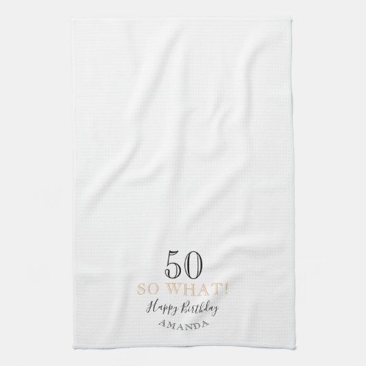 Elegant 50, wat grappig citeert 50ste verjaardag theedoek (Verticaal)