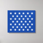 Elegant 50 witte sterren op blauw achtergrondpatro canvas afdruk (Voorkant)