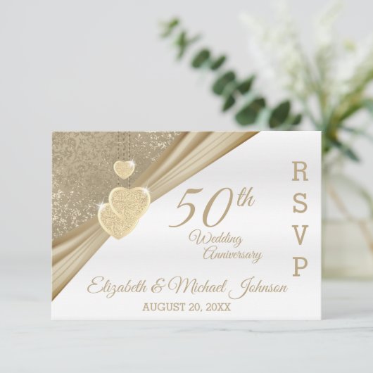 Elegant 50e bruiloft Jubileum - RSVP (Staand voorkant)