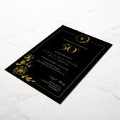 Elegant 50e bruiloft Jubileum Zwart Goud Folie Uitnodiging (Gedraaid)