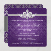 Elegant 50e geboortedag Fleur De Lis Paars Kaart (Voorkant / Achterkant)