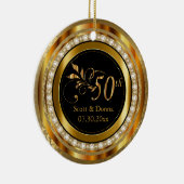 Elegant 50e Golden Diamond Jubileum Keramisch Ornament (Rechts)