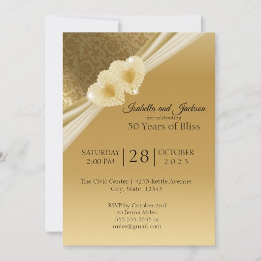 Elegant 50e Golden Jubileum Design Kaart (Voorkant)