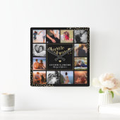 Elegant 50e Golden Jubileum Foto Vierkante Klok (Huis)