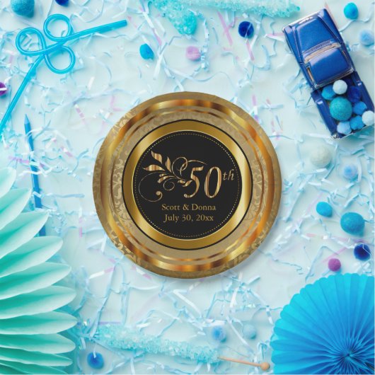 Elegant 50e Golden Jubileum Papieren Bordje (Feest)