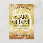 Elegant 50e Golden Wedding Jubileum Table Card Bedankkaart (Voorkant)
