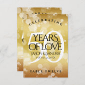 Elegant 50e Golden Wedding Jubileum Table Card Bedankkaart (Voorkant / Achterkant)
