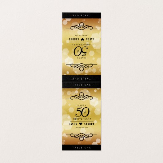 Elegant 50e Golden Wedding Jubileum Table Card Kaart (Buitenkant ongevouwen)