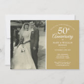 Elegant 50e gouden huwelijksjubileum 2 foto kaart (Voorkant)