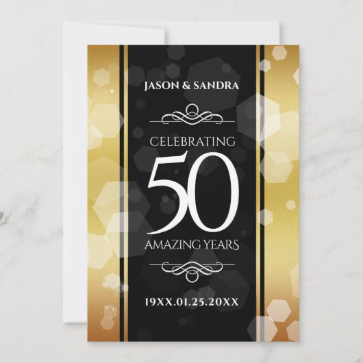 Elegant 50e gouden huwelijksjubileum kaart (Voorkant)