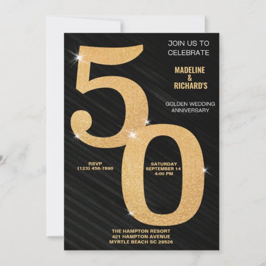 Elegant 50e gouden Jubileum viering Kaart (Voorkant)