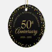 Elegant 50e Jubileum Black Gold Hearts Keramisch Ornament (Links)