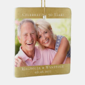 Elegant 50e Jubileum Gold Photo Keramisch Ornament (Rechts)