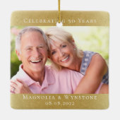 Elegant 50e Jubileum Gold Photo Keramisch Ornament (Achterkant)