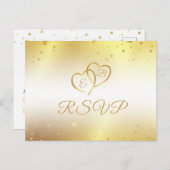 Elegant 50e Jubileum monogram harten Gold RSVP Uitnodiging Briefkaart (Voorkant / Achterkant)