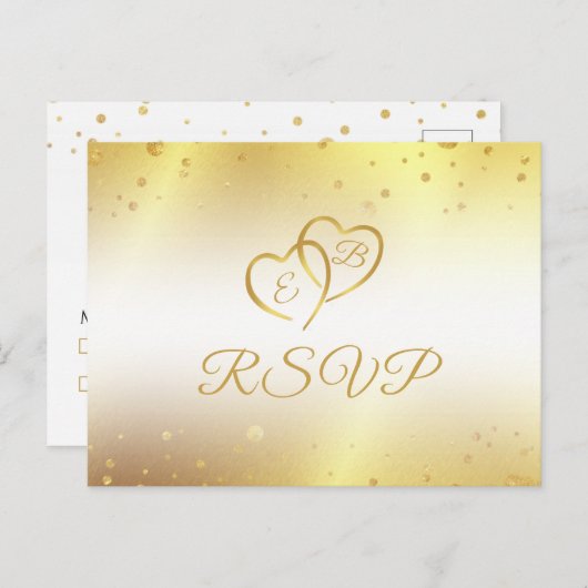 Elegant 50e Jubileum monogram harten Gold RSVP Uitnodiging Briefkaart (Voorkant / Achterkant)