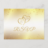 Elegant 50e Jubileum monogram harten Gold RSVP Uitnodiging Briefkaart (Voorkant)