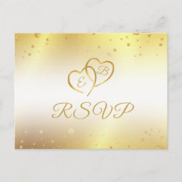 Elegant 50e Jubileum monogram harten Gold RSVP Uitnodiging Briefkaart