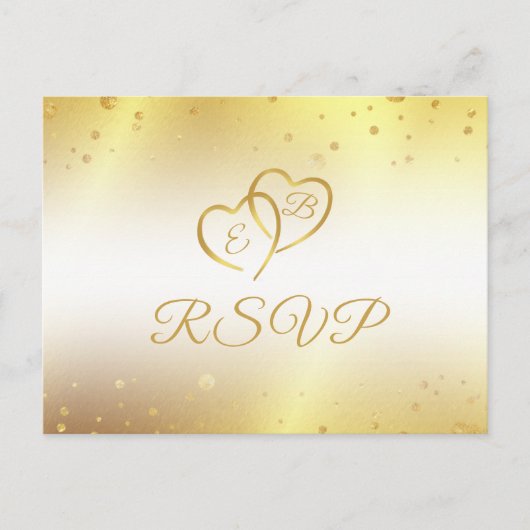 Elegant 50e Jubileum monogram harten Gold RSVP Uitnodiging Briefkaart (Voorkant)