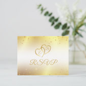 Elegant 50e Jubileum monogram harten Gold RSVP Uitnodiging Briefkaart (Staand voorkant)