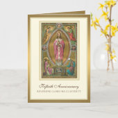 Elegant 50e Jubileum Ordination Priest Jesus Kaart (Gele Bloem)