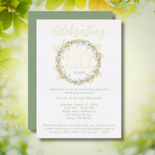 Elegant 50e Jubileum Partij nodigt Echte Folie uit Folie Uitnodiging