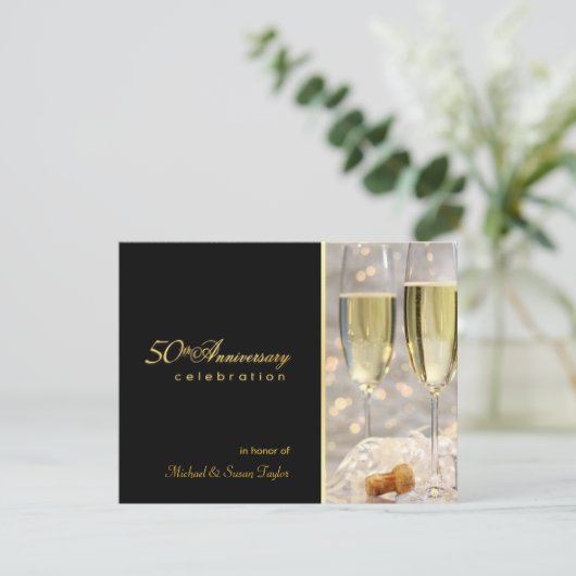 Elegant 50e Jubileum Partij Uitnodigingen (Staand voorkant)