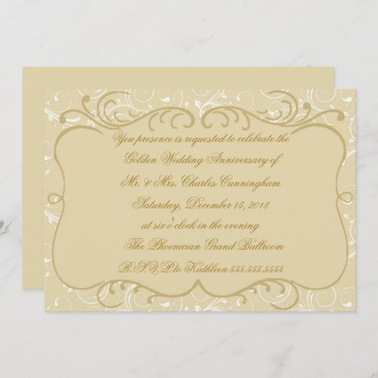 Elegant 50e Jubileum Uitnodigen Kaart (Voorkant / Achterkant)