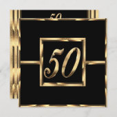 Elegant 50e Jubileum Uitnodiging zwart en goud (Voorkant / Achterkant)