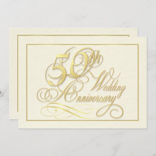Elegant 50e Jubileum uitnodigingen - duur (Voorkant / Achterkant)