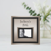 Elegant 50e man Birthday Bronze Black Foto Kaart (Staand voorkant)