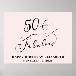 Elegant 50e roze verjaardag poster