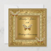 Elegant 50e trouwjubileum gouden damast kaart (Voorkant)