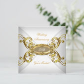 Elegant 50e trouwjubileum witgoud kaart (Staand voorkant)