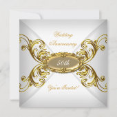 Elegant 50e trouwjubileum witgoud kaart (Voorkant)