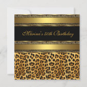 Elegant 50e verjaardag Black Gold Cheetah 2 Kaart (Voorkant)