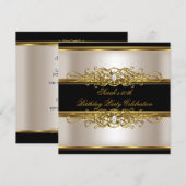 Elegant 50e verjaardag Cream Gold Black Kaart (Voorkant / Achterkant)