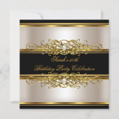 Elegant 50e verjaardag Cream Gold Black Kaart (Voorkant)